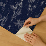 Veer Decor Nessie Novelty Toile Navy Ground Peel and Stick Wallpaper