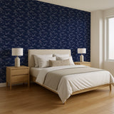 Veer Decor Nessie Novelty Toile Navy Ground Peel and Stick Wallpaper