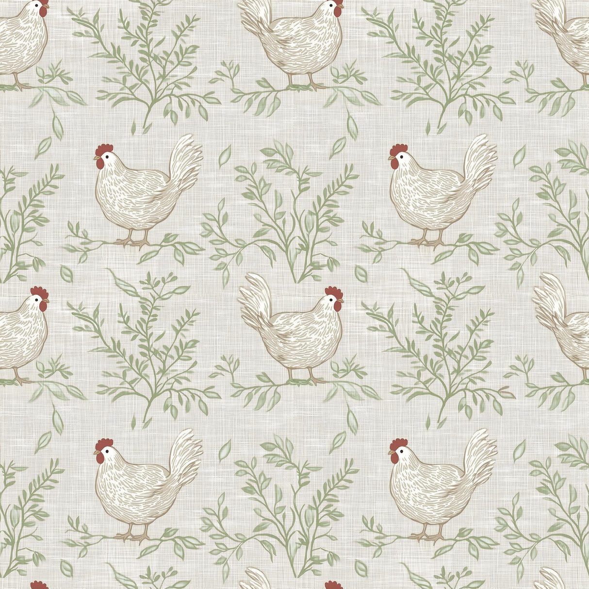 Veer Decor Cluckingham Toile Peel and Stick Wallpaper