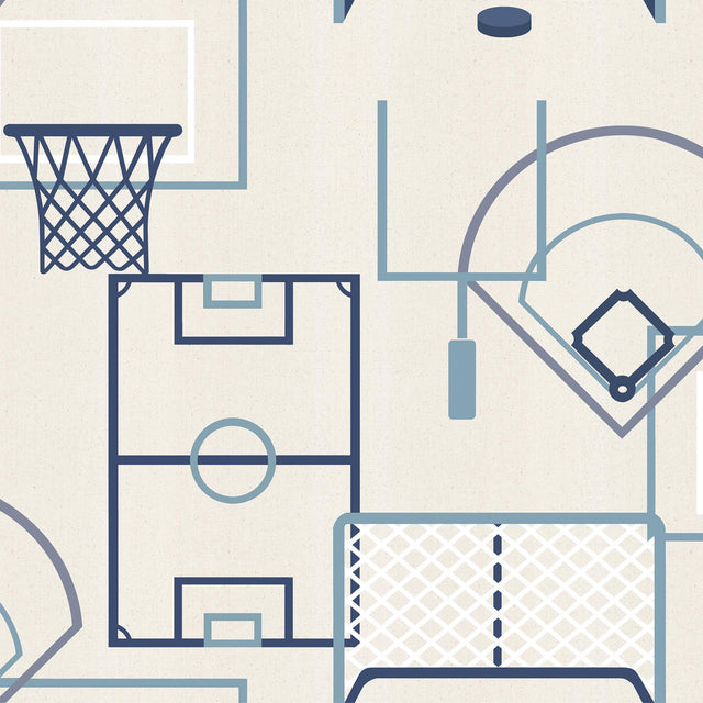 Veer Decor Sports Play Zone Blue Peel and Stick Wallpaper