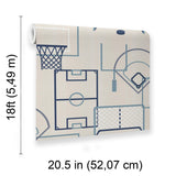Veer Decor Sports Play Zone Blue Peel and Stick Wallpaper