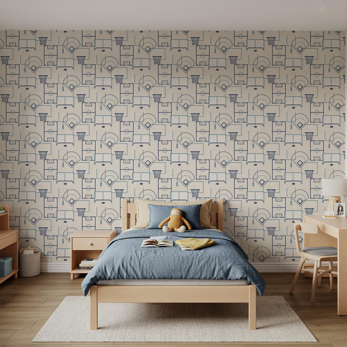 Veer Decor Sports Play Zone Blue Peel and Stick Wallpaper
