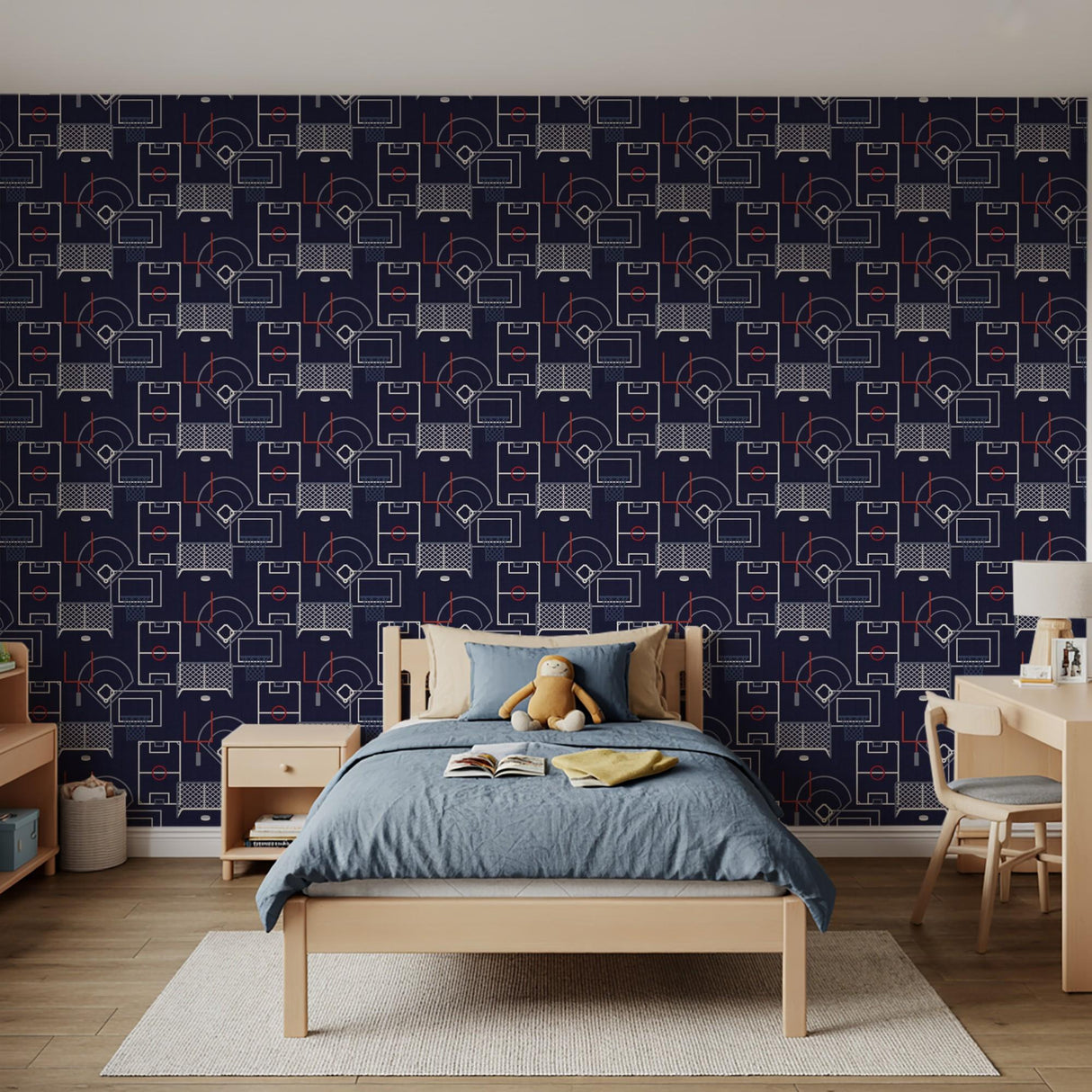 Veer Decor Sports Play Zone Navy Peel and Stick Wallpaper