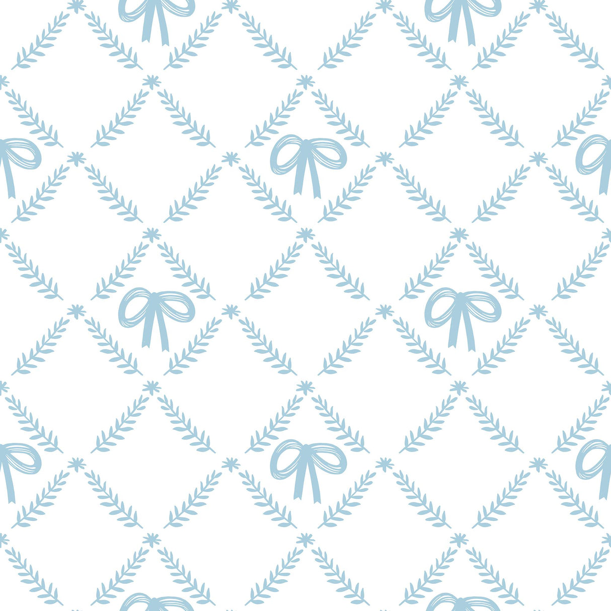Veer Decor Heirloom Bow Trellis Blue Peel and Stick Wallpaper