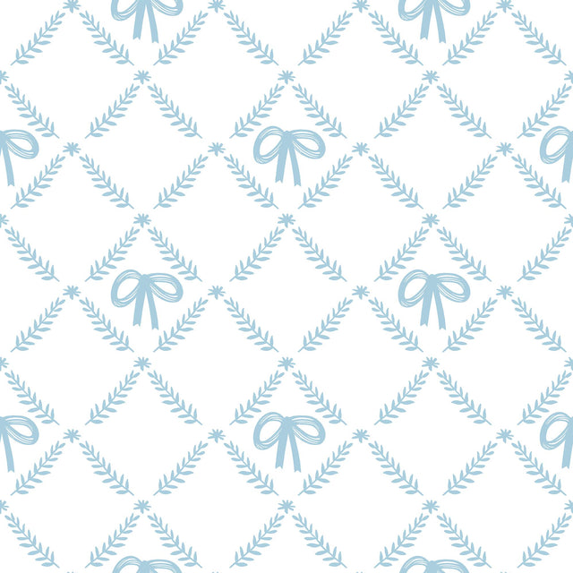 Veer Decor Heirloom Bow Trellis Blue Peel and Stick Wallpaper