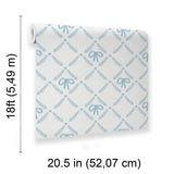 Veer Decor Heirloom Bow Trellis Blue Peel and Stick Wallpaper
