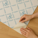 Veer Decor Heirloom Bow Trellis Blue Peel and Stick Wallpaper