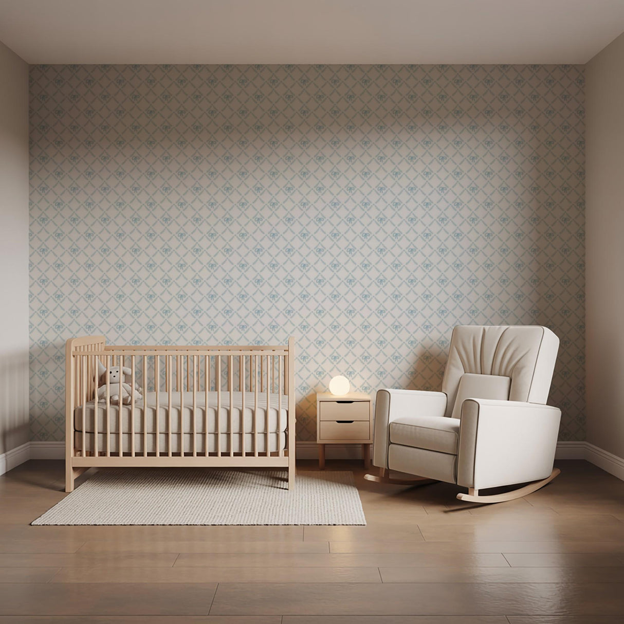 Veer Decor Heirloom Bow Trellis Blue Peel and Stick Wallpaper