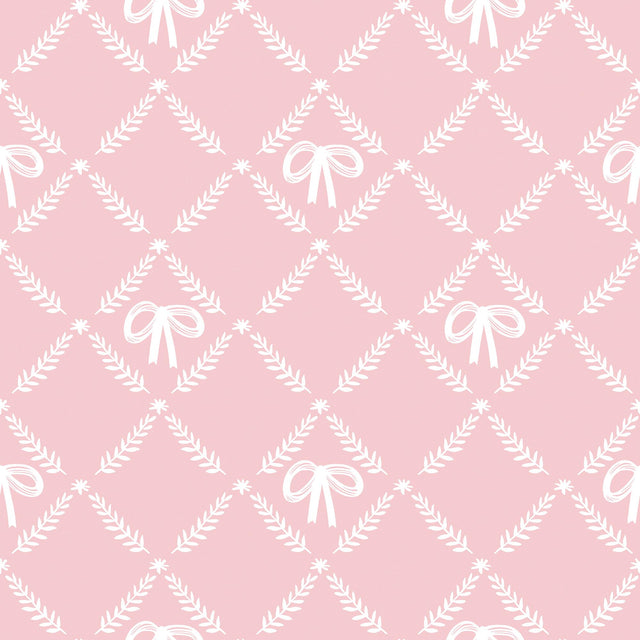 Veer Decor Heirloom Bow Trellis Pink Peel and Stick Wallpaper