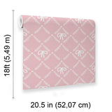 Veer Decor Heirloom Bow Trellis Pink Peel and Stick Wallpaper