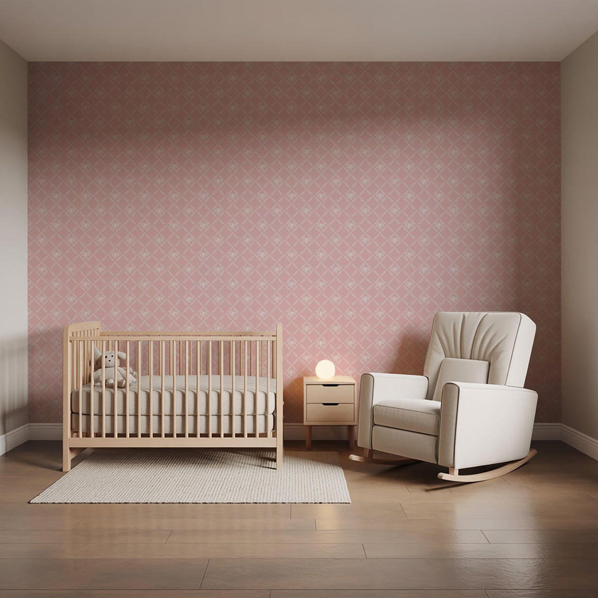 Veer Decor Heirloom Bow Trellis Pink Peel and Stick Wallpaper