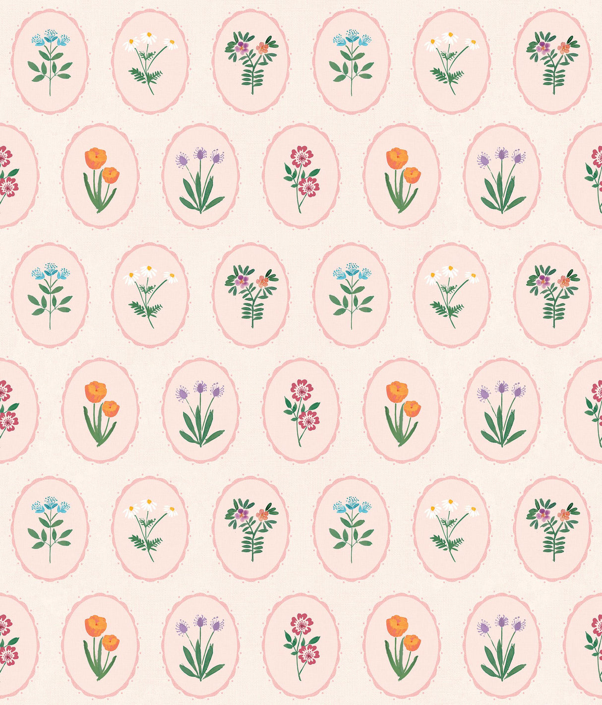 Veer Decor Heirloom Floral Medallions Blush Peel and Stick Wallpaper