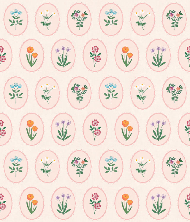 Veer Decor Heirloom Floral Medallions Blush Peel and Stick Wallpaper