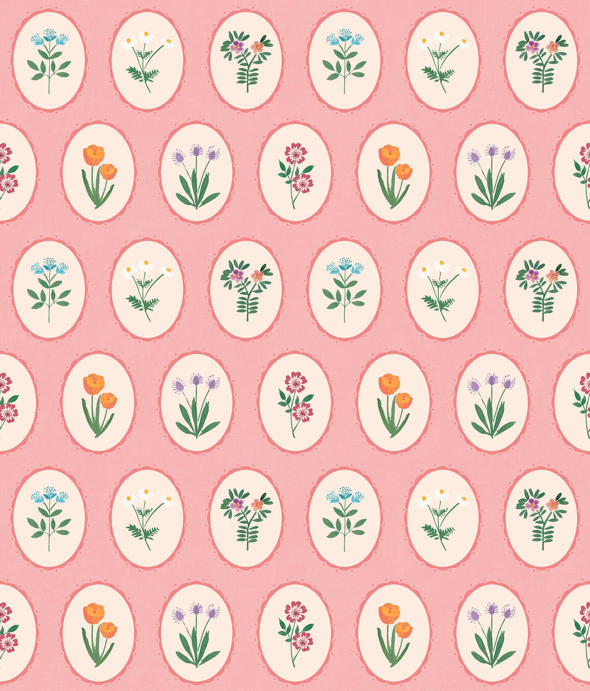 Veer Decor Heirloom Floral Medallions Pink Peel and Stick Wallpaper