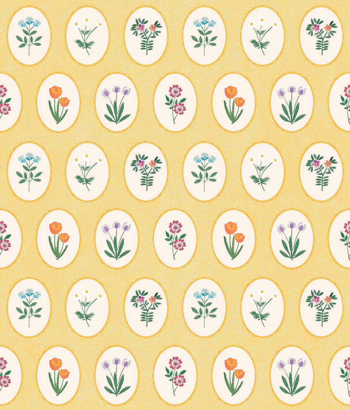 Veer Decor Heirloom Floral Medallions Yellow Peel and Stick Wallpaper