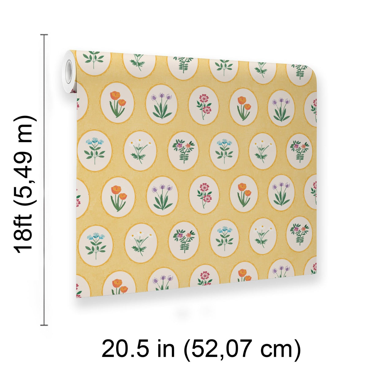 Veer Decor Heirloom Floral Medallions Yellow Peel and Stick Wallpaper