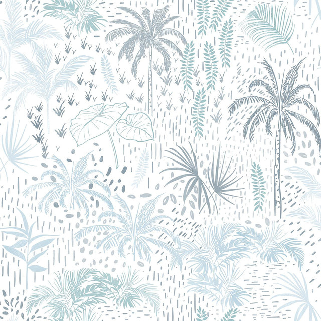 Veer Decor Etched Tropic Blue Peel and Stick Wallpaper