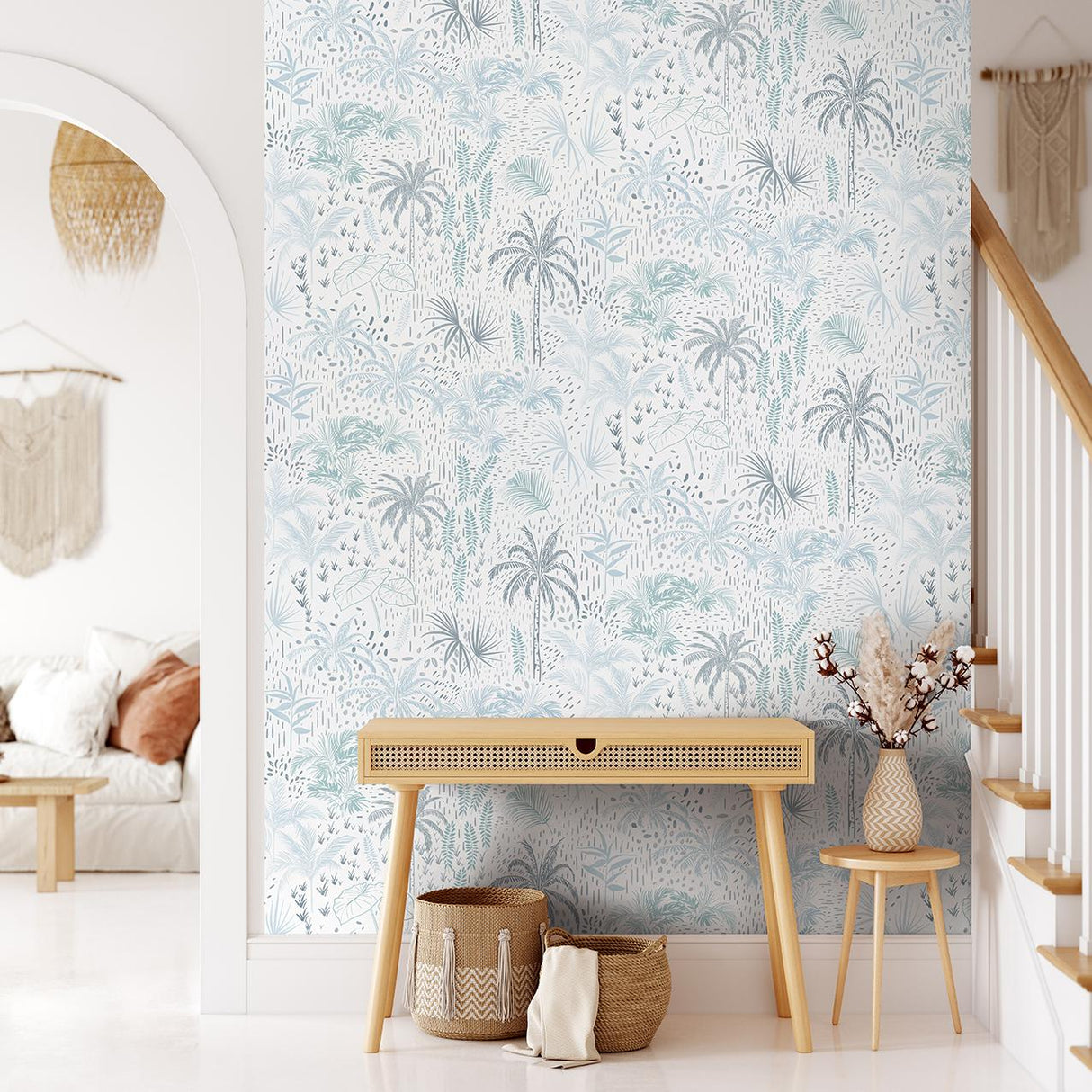 Veer Decor Etched Tropic Blue Peel and Stick Wallpaper