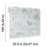 Veer Decor Etched Tropic Blue Peel and Stick Wallpaper