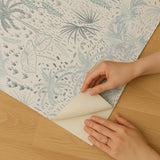 Veer Decor Etched Tropic Blue Peel and Stick Wallpaper