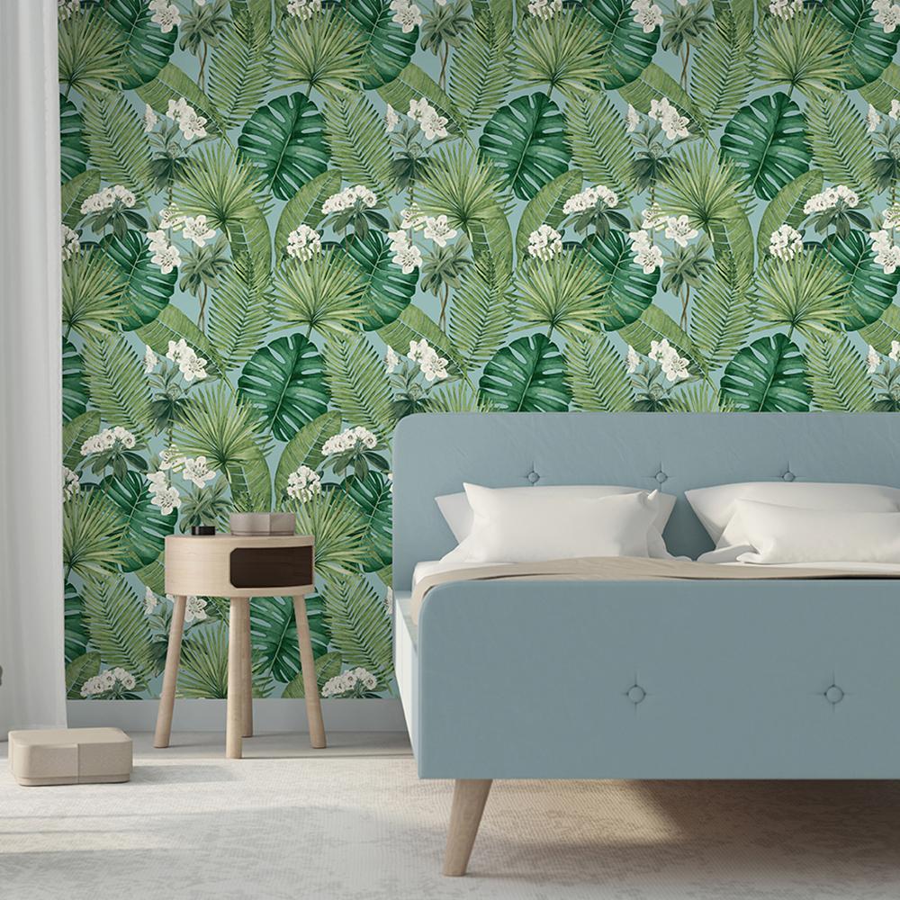 Veer Decor Island Eden Blue Peel & Stick Wallpaper