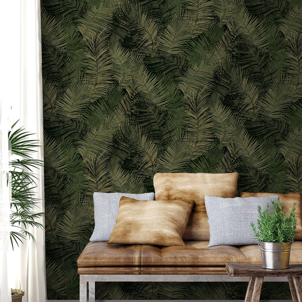 Veer Decor Palm Haven Olive Peel & Stick Wallpaper