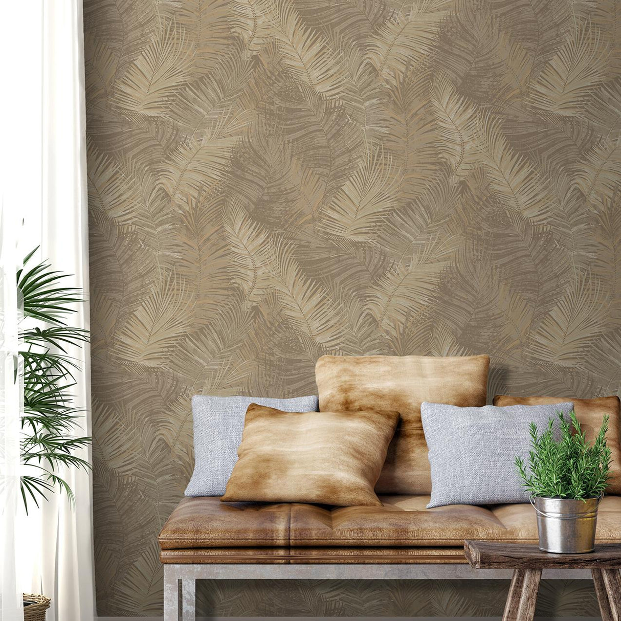 Veer Decor Palm Haven Beige Peel & Stick Wallpaper