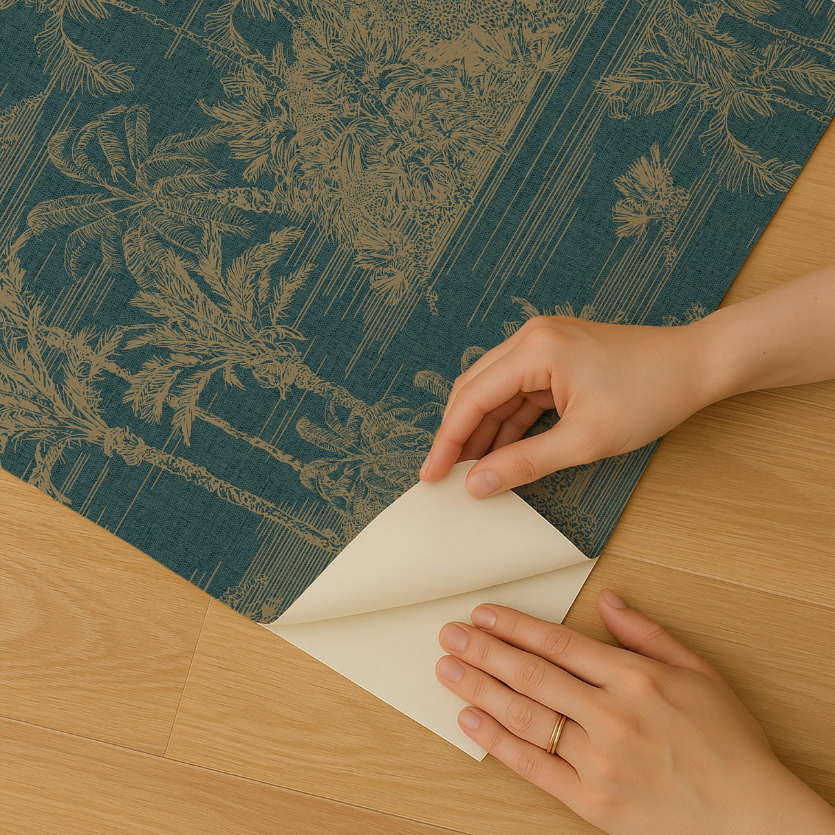 Veer Decor Tropic Archive Toile Teal Peel & Stick Wallpaper