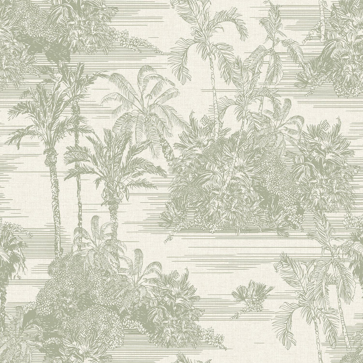 Veer Decor Tropic Archive Toile Sage Peel & Stick Wallpaper