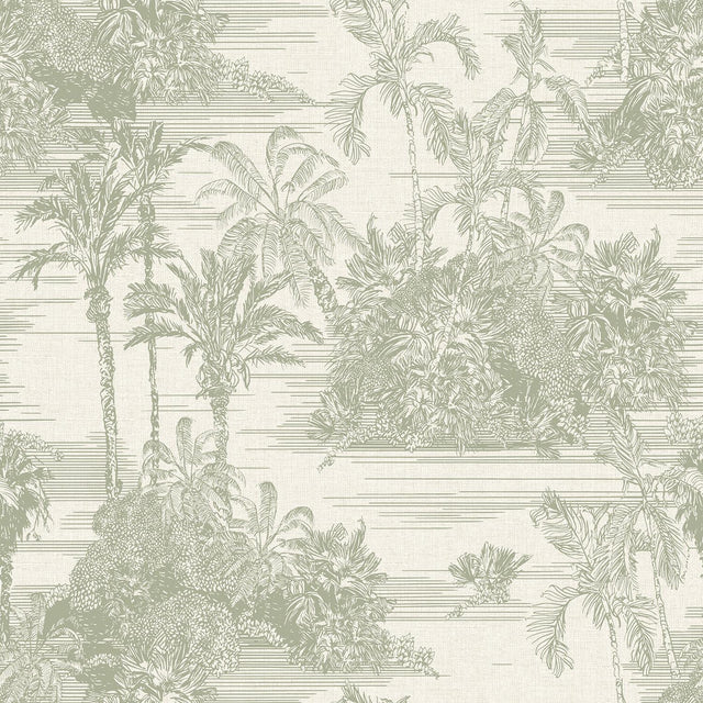 Veer Decor Tropic Archive Toile Sage Peel & Stick Wallpaper