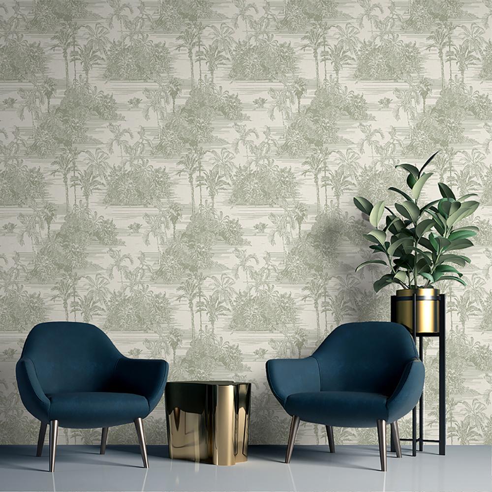 Veer Decor Tropic Archive Toile Sage Peel & Stick Wallpaper