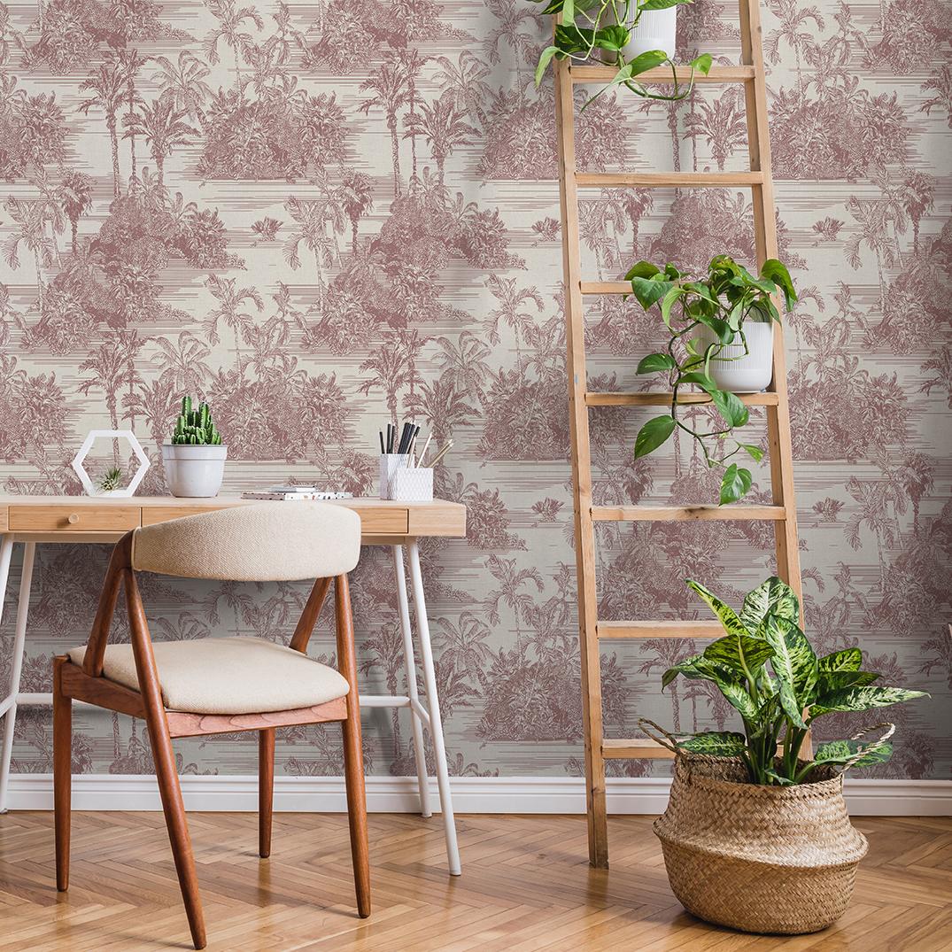 Veer Decor Tropic Archive Toile Red Peel & Stick Wallpaper