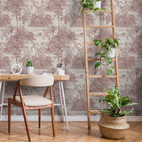 Veer Decor Tropic Archive Toile Red Peel & Stick Wallpaper