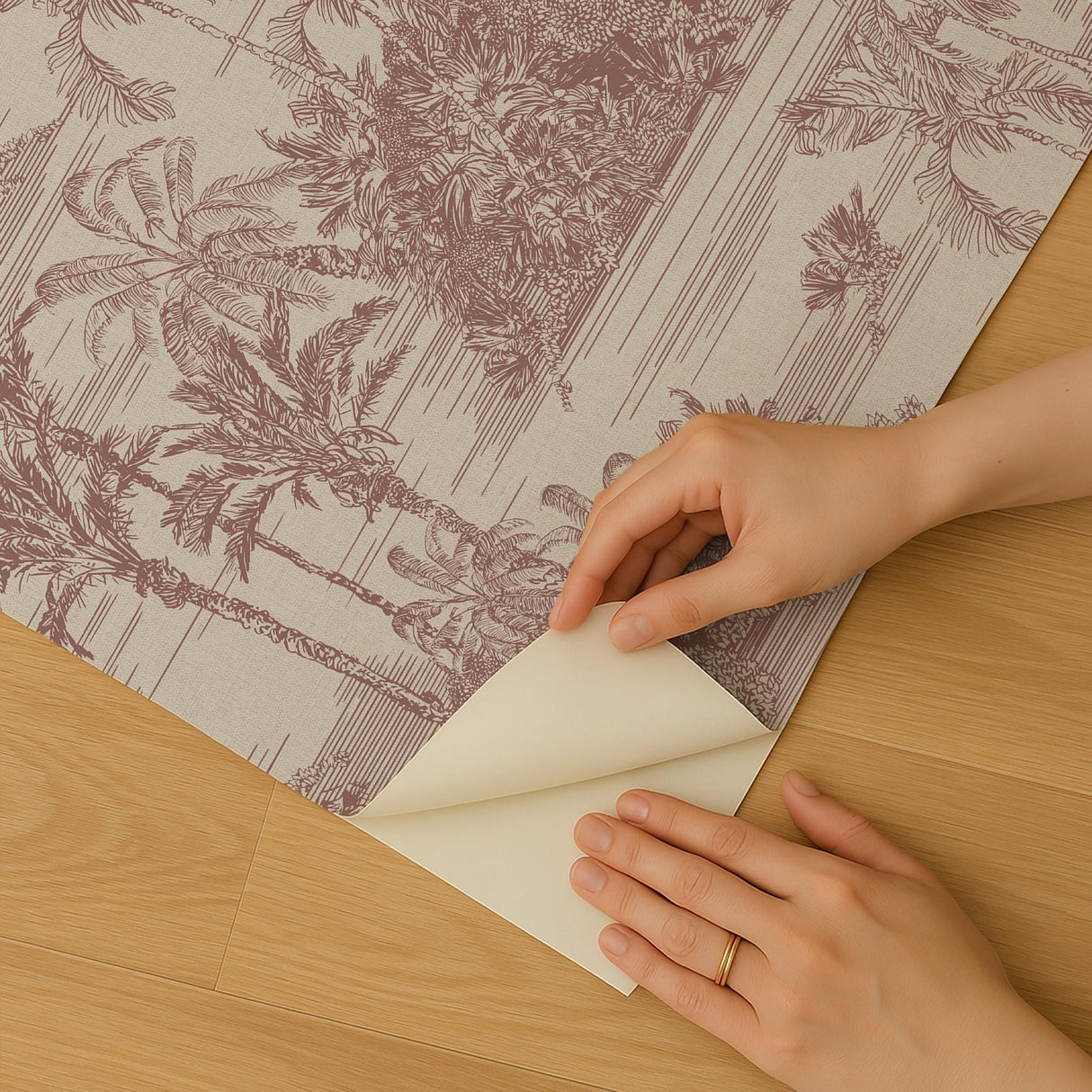 Veer Decor Tropic Archive Toile Red Peel & Stick Wallpaper