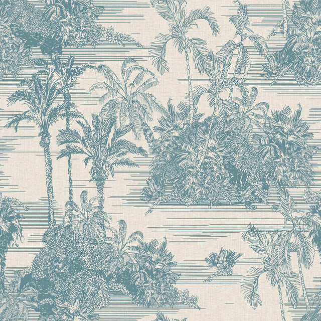 Veer Decor Tropic Archive Toile Blue Peel & Stick Wallpaper