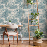 Veer Decor Tropic Archive Toile Blue Peel & Stick Wallpaper