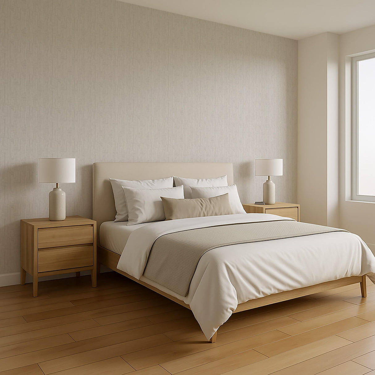 Veer Decor Threadline Geo Stitch Taupe Wallpaper