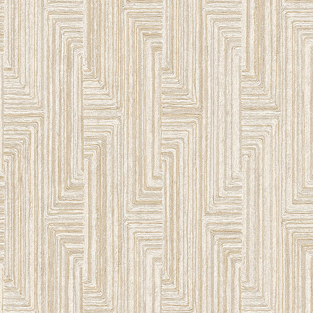 Veer Decor Threadline Geo Stitch Beige Wallpaper
