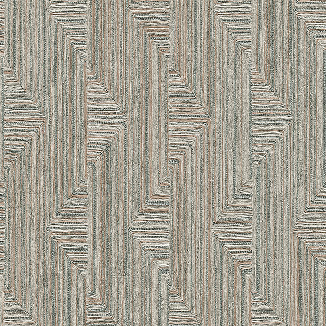 Veer Decor Threadline Geo Stitch Blue Wallpaper