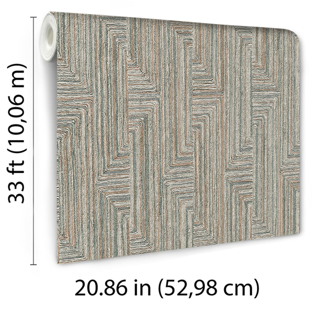 Veer Decor Threadline Geo Stitch Blue Wallpaper