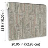 Veer Decor Threadline Geo Stitch Blue Wallpaper