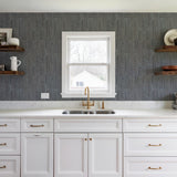 Veer Decor Threadline Geo Stitch Navy Wallpaper