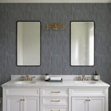 Veer Decor Threadline Geo Stitch Navy Wallpaper
