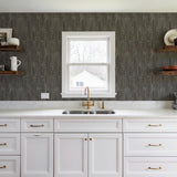 Veer Decor Threadline Geo Stitch Black Wallpaper