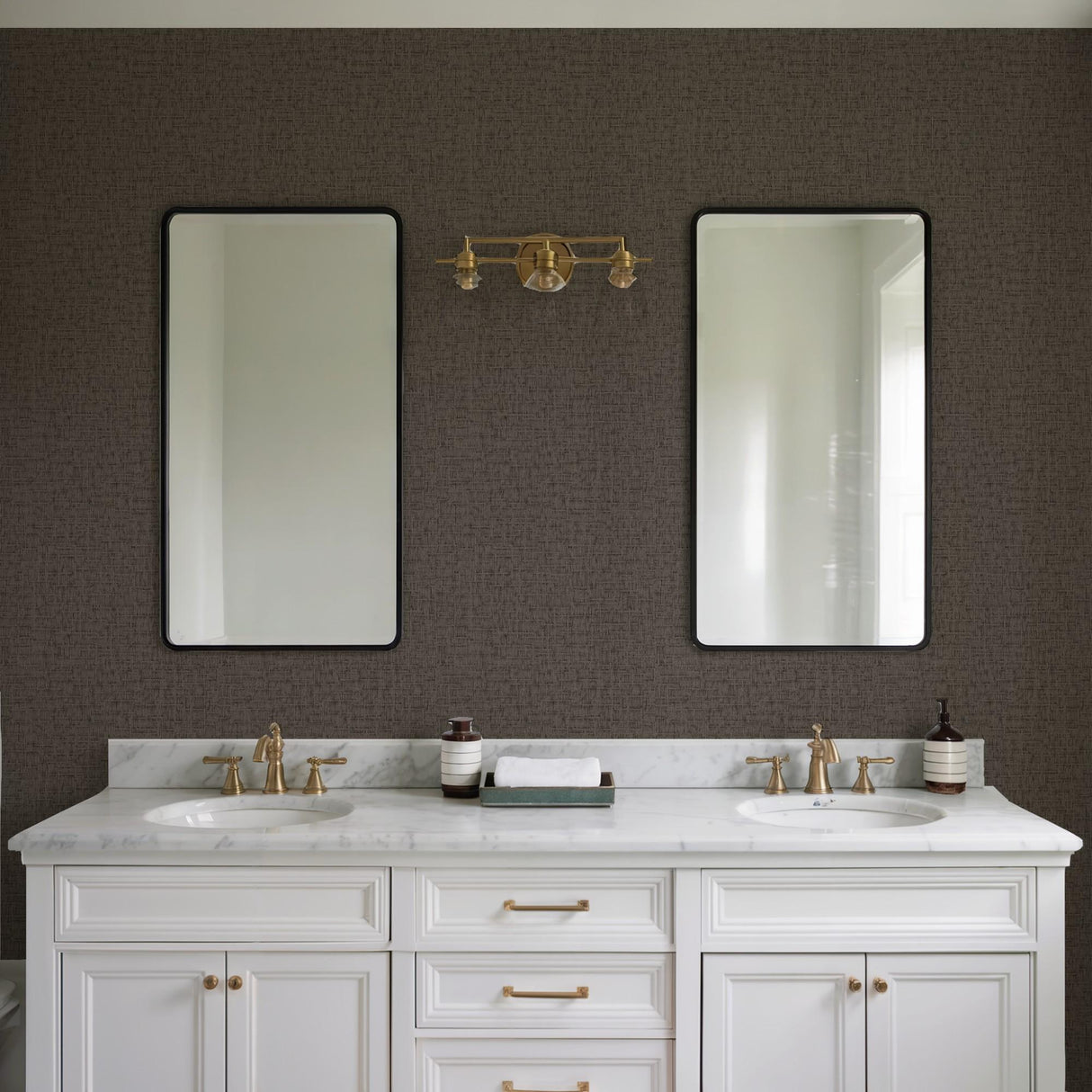 Veer Decor Crosshatch Weave Brown Wallpaper
