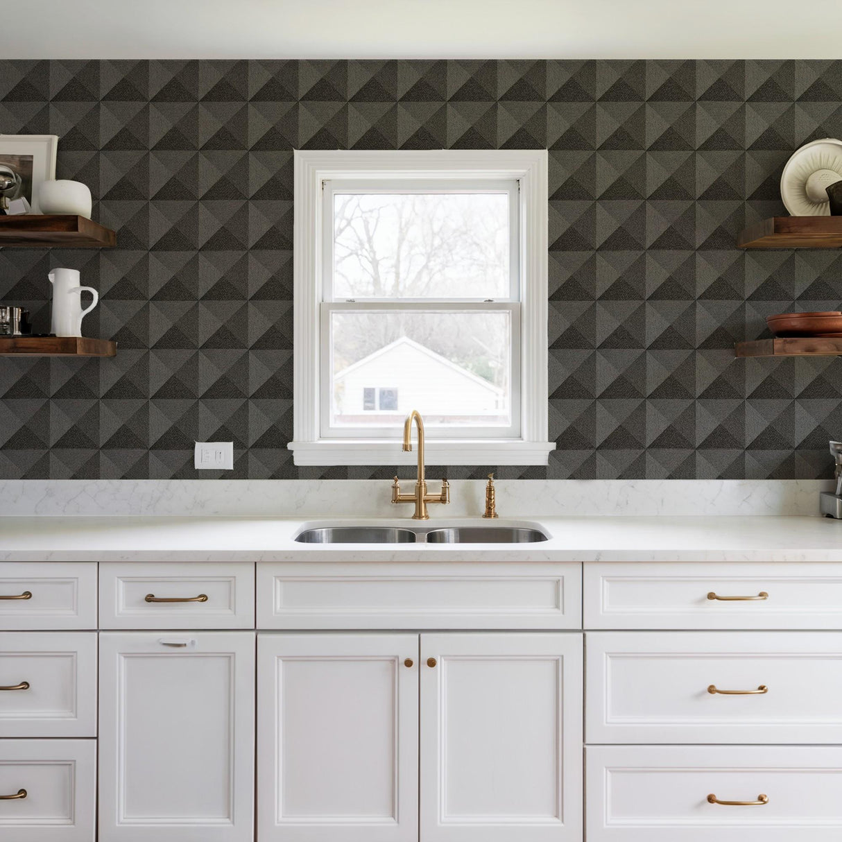 Veer Decor Woven Prism Black Wallpaper