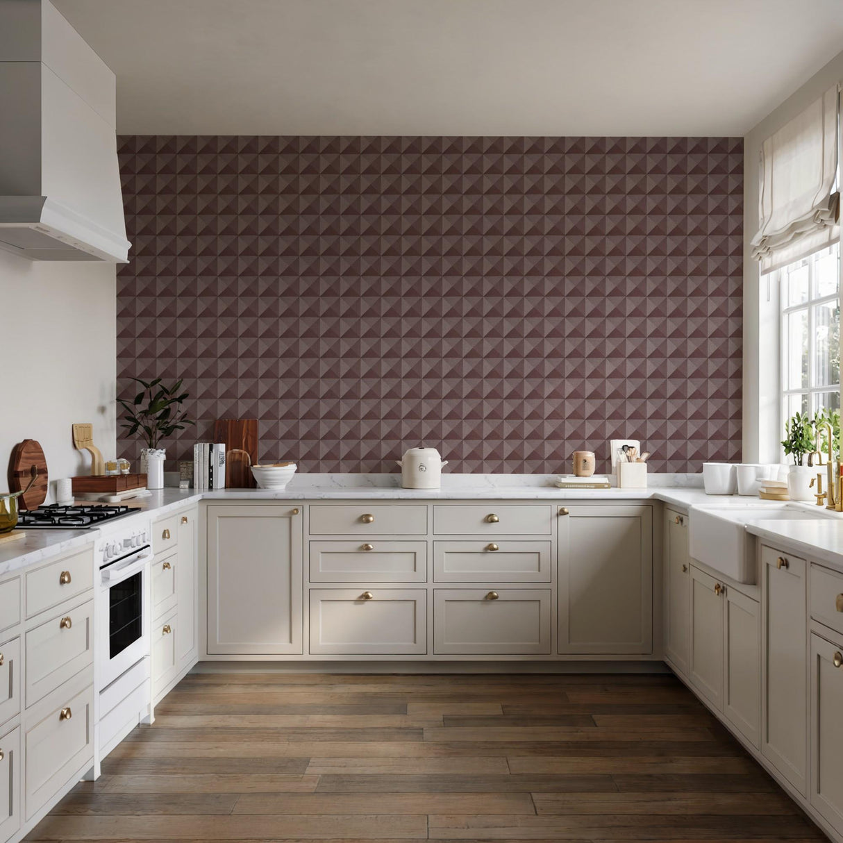 Veer Decor Woven Prism Red Wallpaper