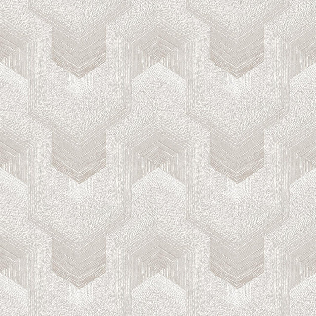 Veer Decor Embroidered Polygonal Dream White Wallpaper