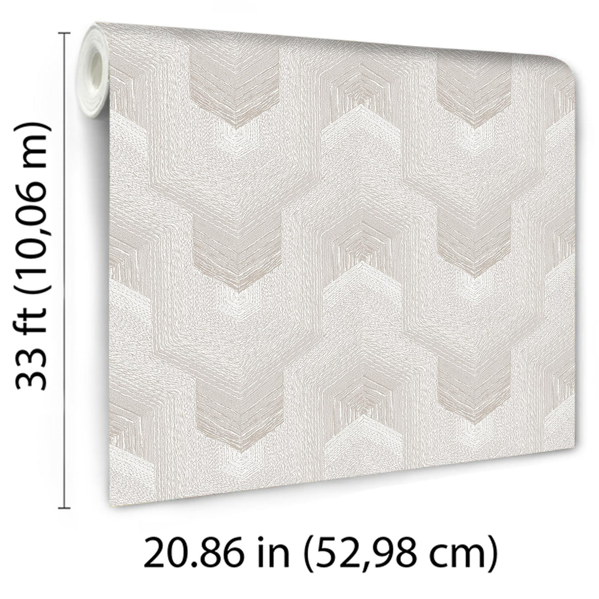 Veer Decor Embroidered Polygonal Dream White Wallpaper