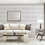 Veer Decor Embroidered Polygonal Dream White Wallpaper